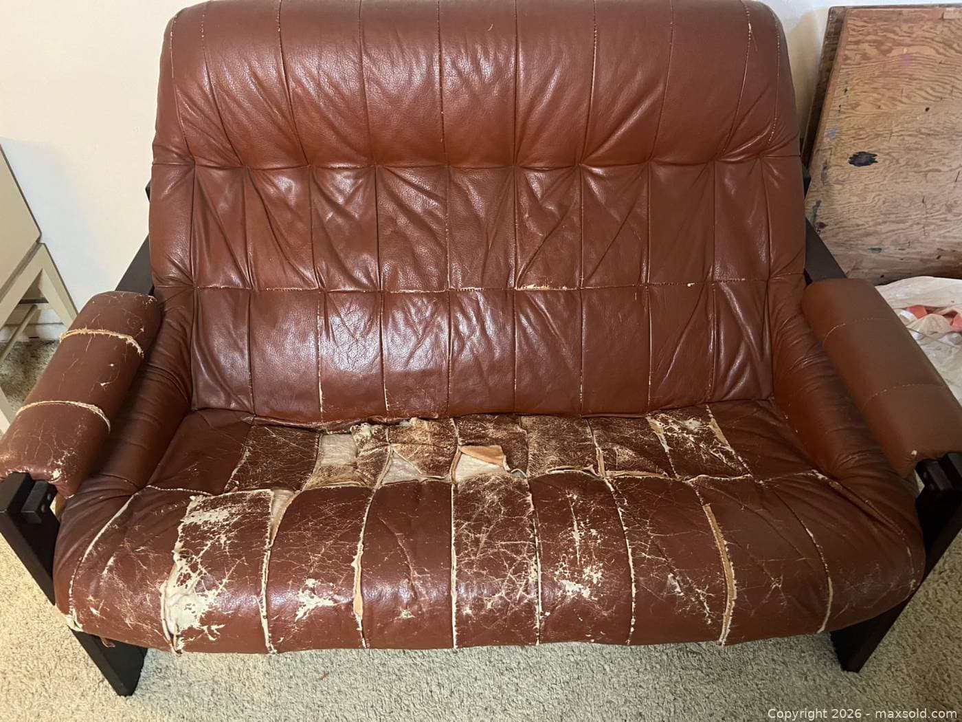 Vintage Percival Lafer Brazilian Leather Loveseat