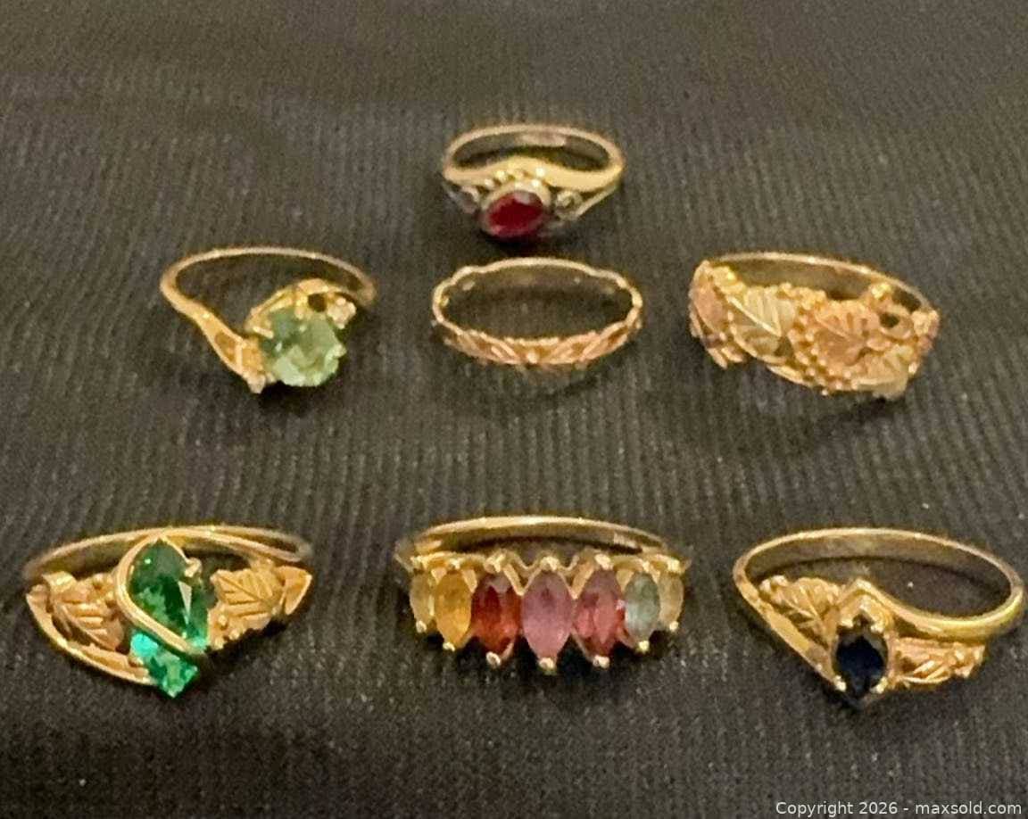 Six Gold Women's Rings One Vintage Goldtone Ring